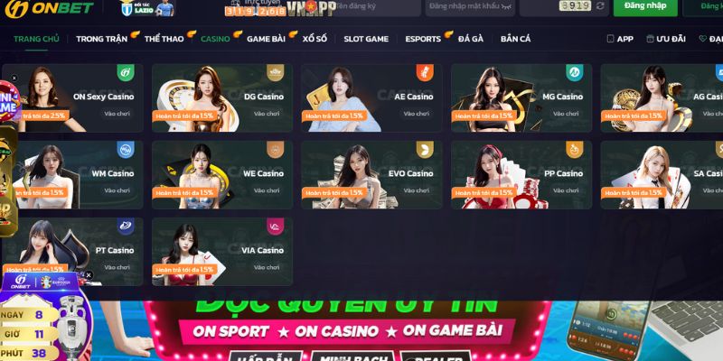 Khám phá thế giới Casino đa dạng tại Onbet